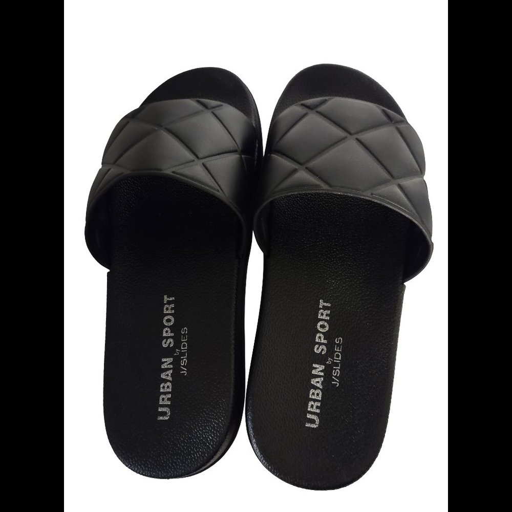 NWOT Urban Sport by J/Slides Sandals Black 6 + Tote bag